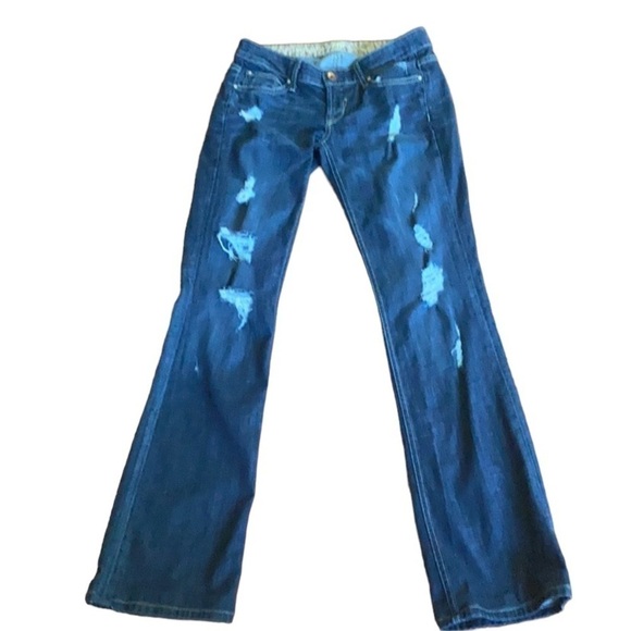Rich & Skinny Denim - Rich and Skinny dark blue distressed jeans.